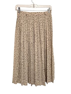 Campus Casuals - Vintage Beige Pleated Midi Skirt